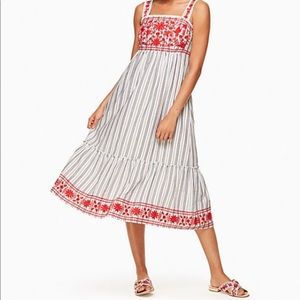 Kate Spade NWOT Striped Embroidered Dress Small